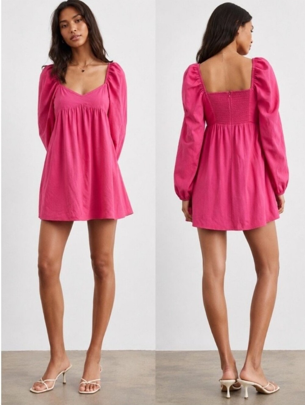 Aritzia Sunday Best Farley Puff Sleeve Babydoll Party Long Sleeve Dress Size M